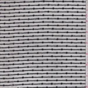 1 3/4 YD PC--White/Black Geo Stripe French Terry Knit Fabric