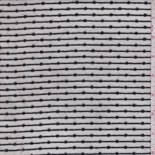 1 3/4 YD PC--White/Black Geo Stripe French Terry Knit Fabric