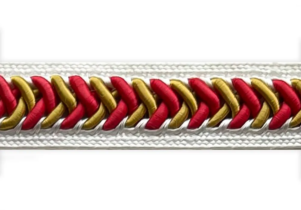 1/2" Cherry & Gold Metallic Fishtail Braid Trim (Made in France)