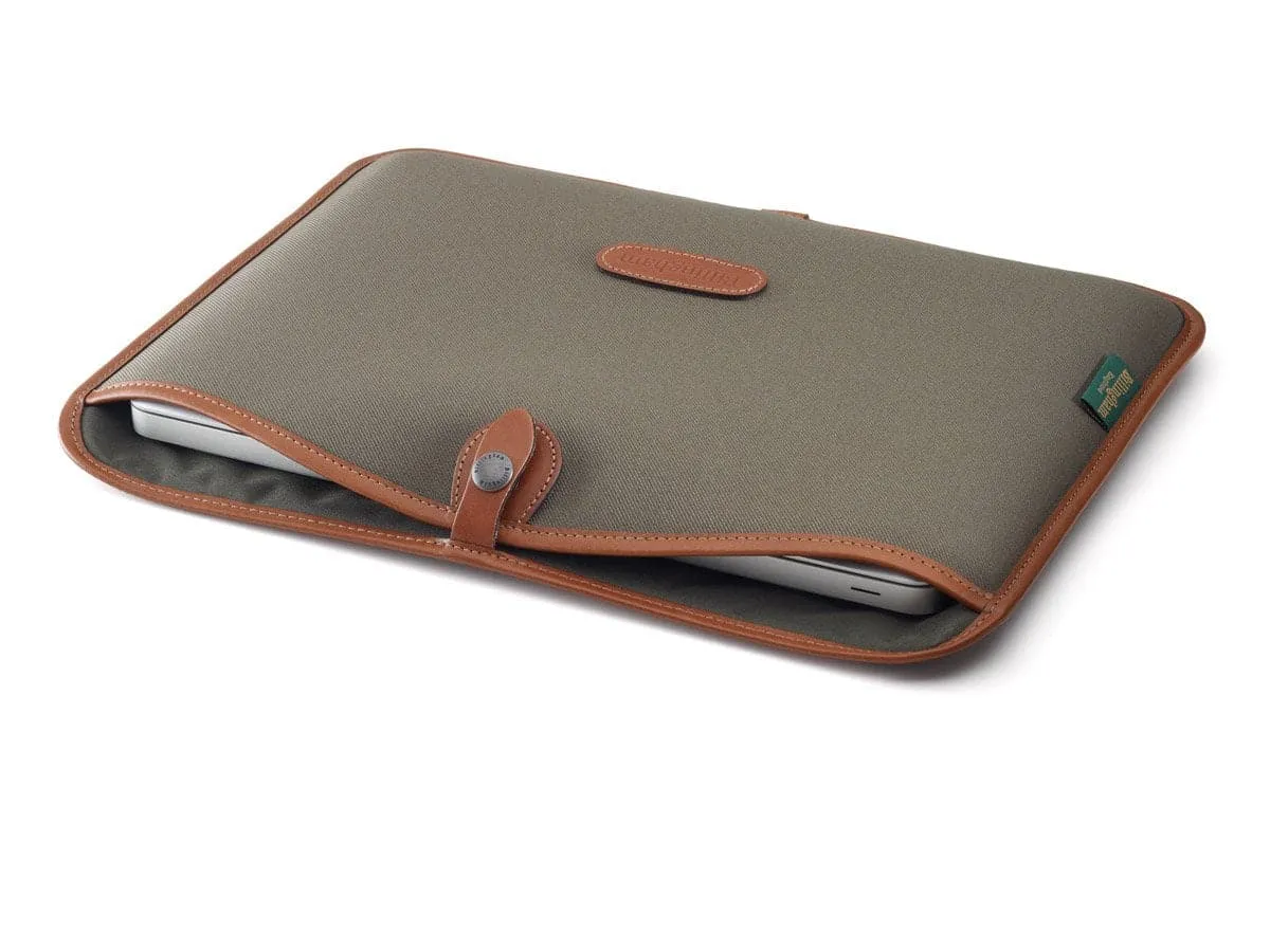 13" Laptop Slip - Sage FibreNyte / Tan Leather