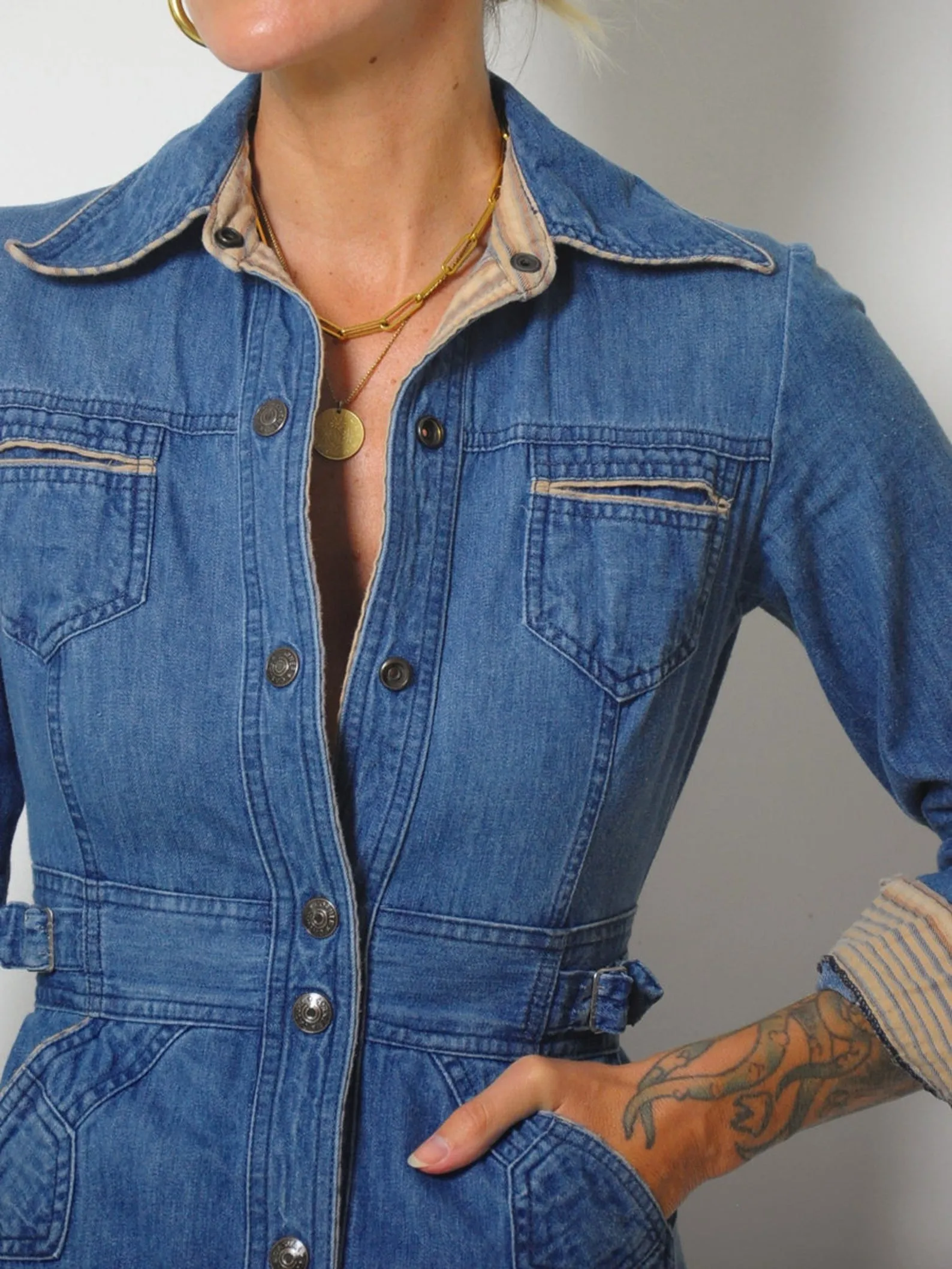 1970's Denim Shirt Dress