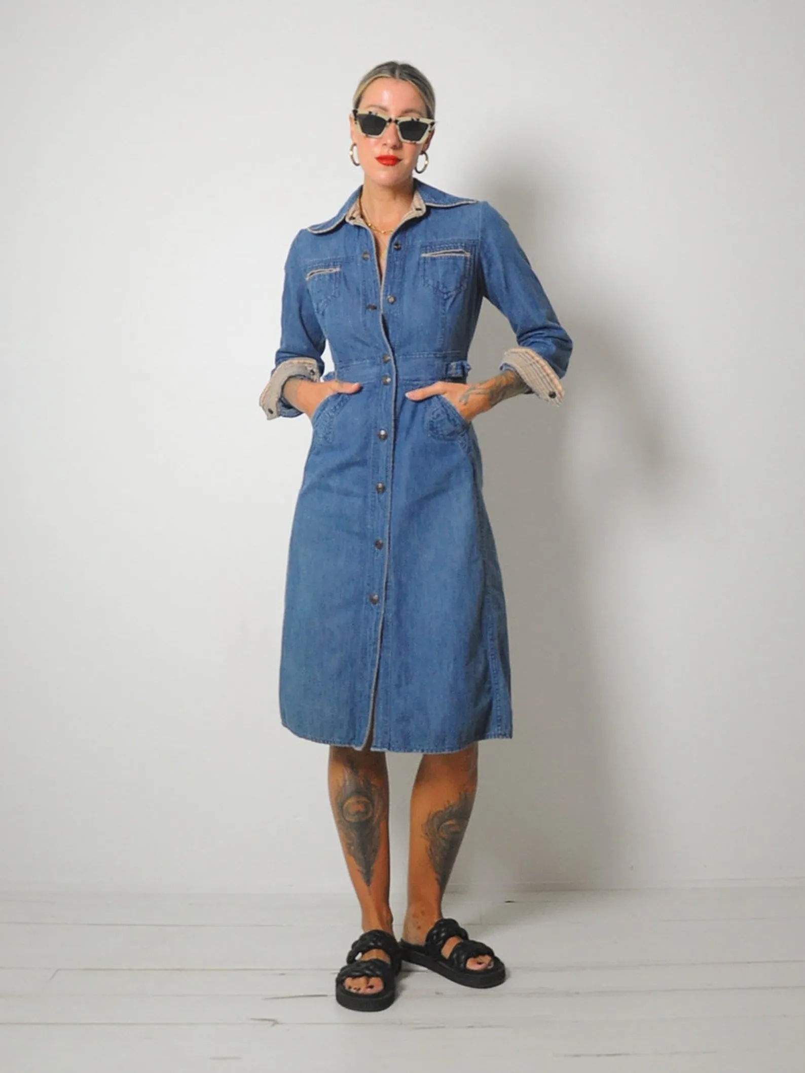 1970's Denim Shirt Dress