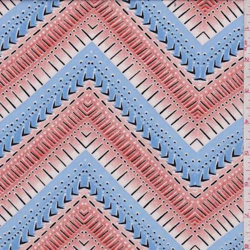 2 2/8 YD PC-Dusty Blue/Blush Southwest Chevron Challis Fabric