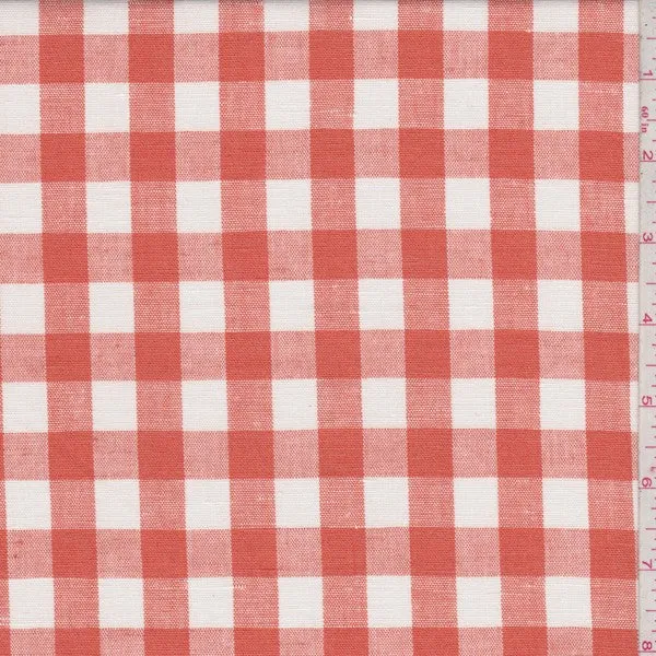 2 YD PC-Clementine/White Check Linen Fabric