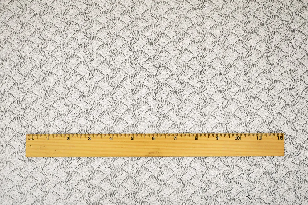 2 YD PC-White Polyester Abstract Weave Pattern Crochet Lace Knit Fabric