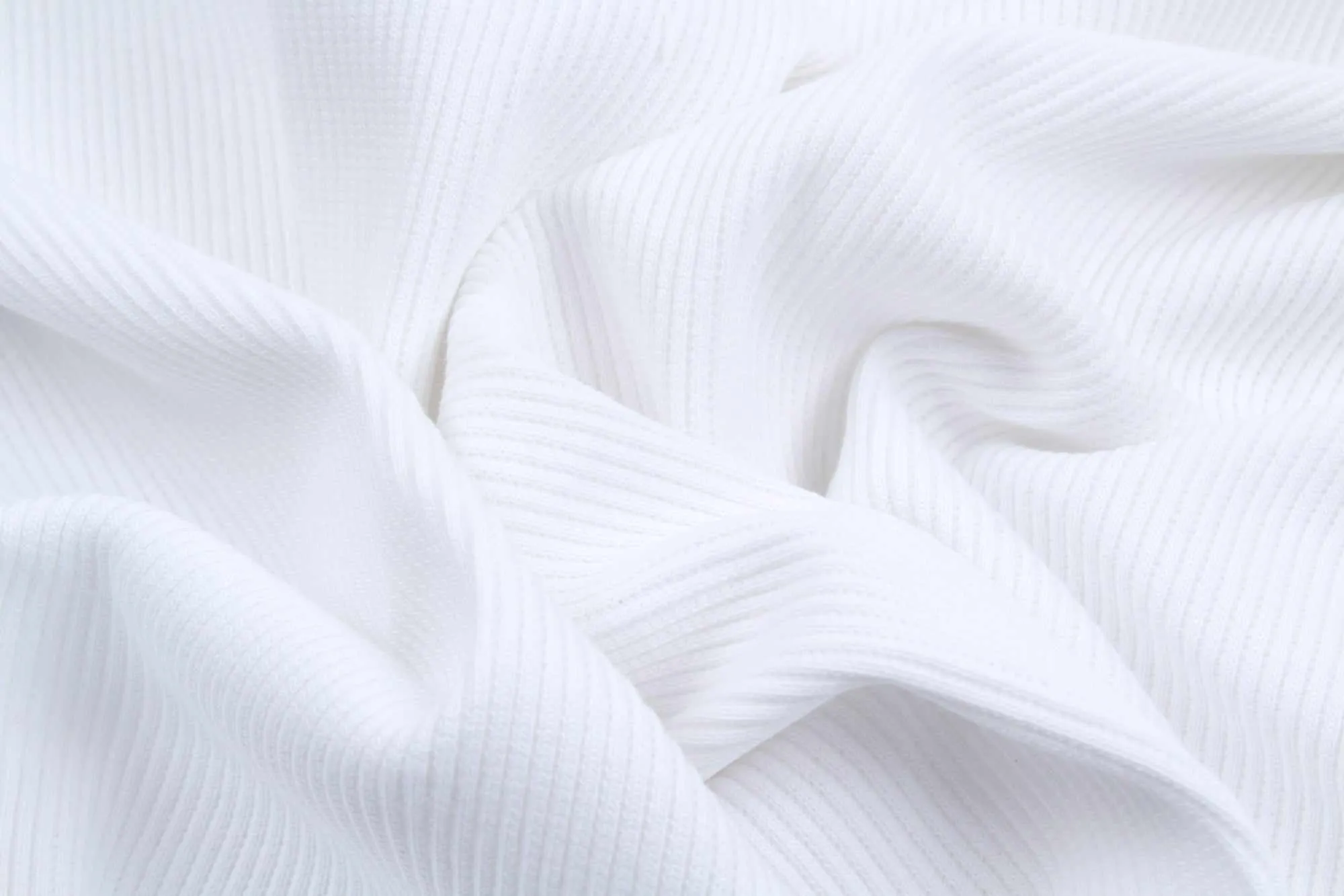 3 Mts - Stretch Organic Cotton Rib 2x2 for Tops (Optical White) - OFFER: 8'95€/Mt