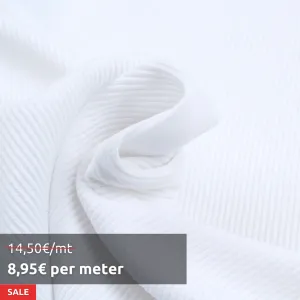 3 Mts - Stretch Organic Cotton Rib 2x2 for Tops (Optical White) - OFFER: 8'95€/Mt