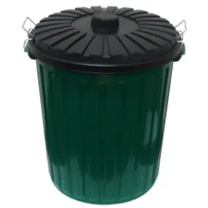 75 LITRE ROUND FLAT LID BIN - BOTTLE GREEN