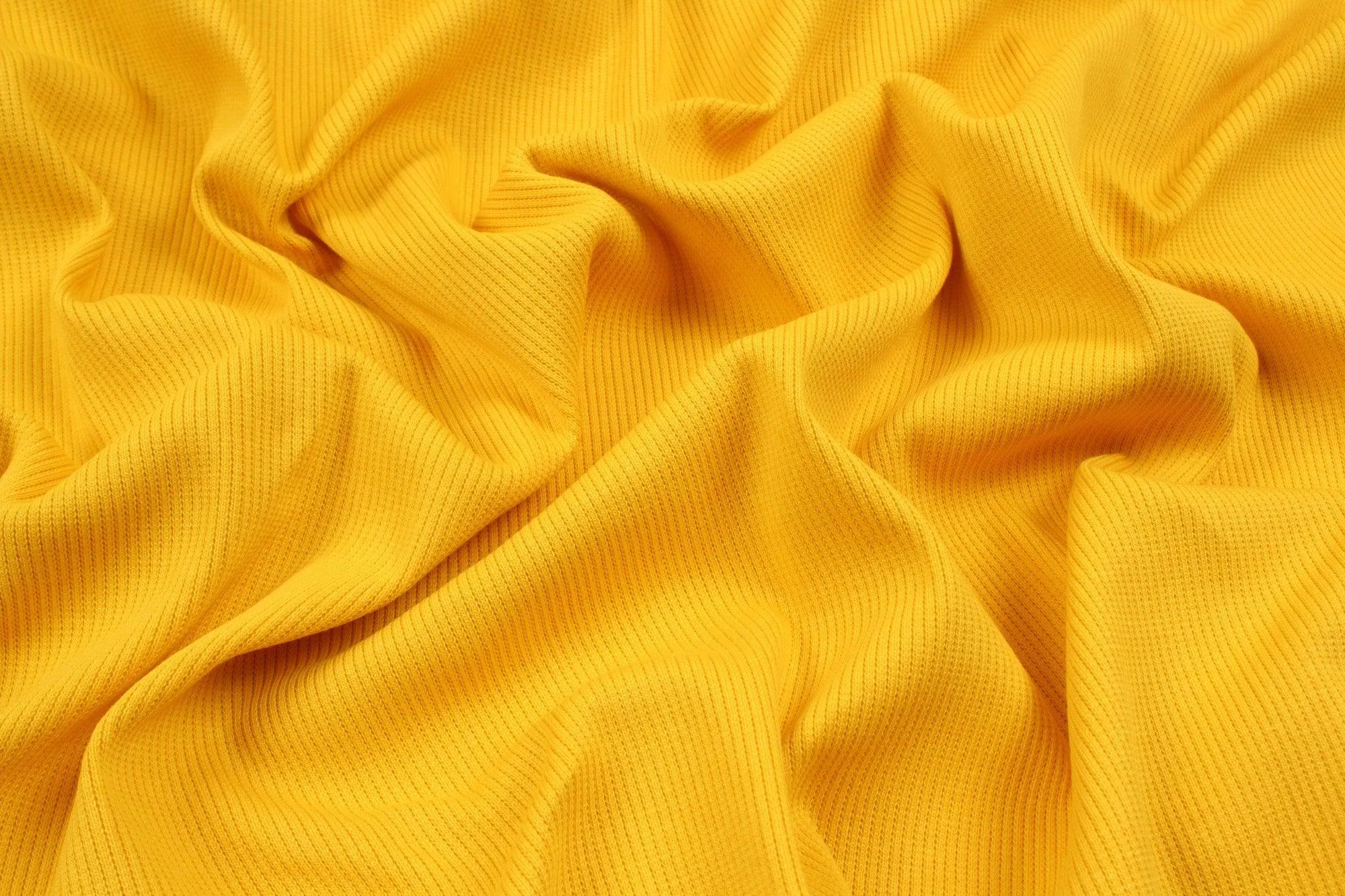 8 Mts Roll - Stretch Organic Cotton Rib 2x2 for Tops (Yellow) - OFFER: 9'50€/Mt