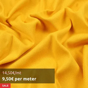 8 Mts Roll - Stretch Organic Cotton Rib 2x2 for Tops (Yellow) - OFFER: 9'50€/Mt