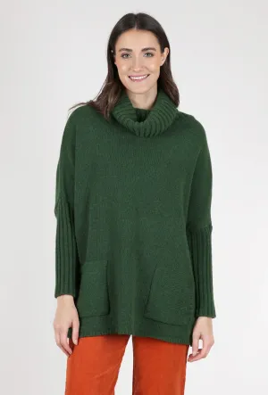 Adela Pocket Turtleneck Sweater, Forest Green