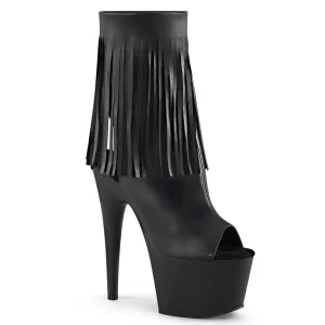 ADORE-1019 Pleaser Shoes Faux Leather Fringe Ankle High Stripper Boot