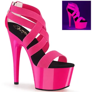 ADORE-769UVP Neon Pink Blacklight Strappy Platform Stripper Sandal