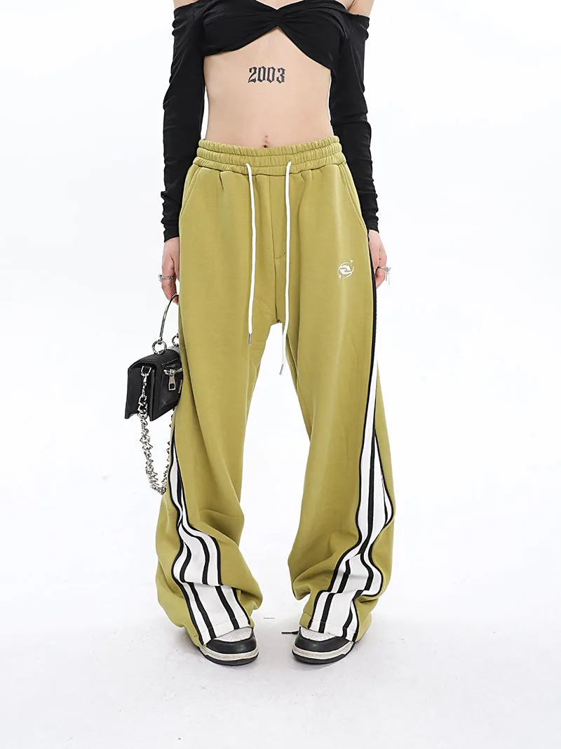 Aleah Zip Up Reveal Stripes Solid Color Long Straight Leg Sweatpants