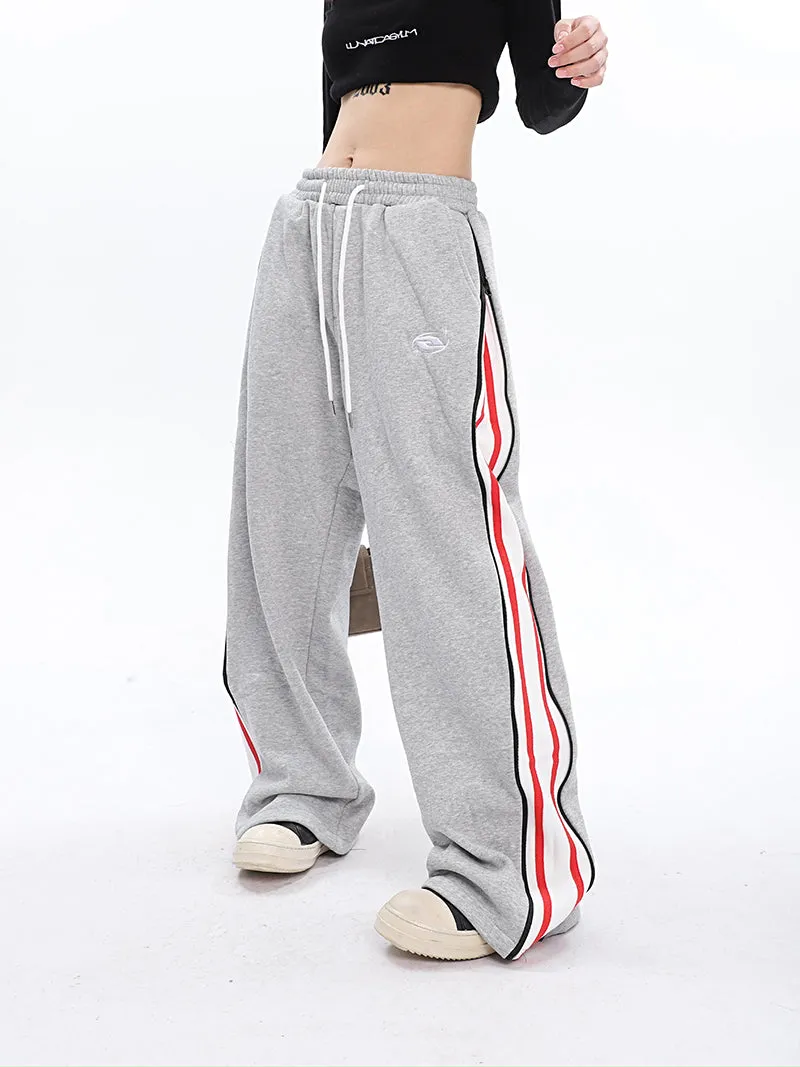 Aleah Zip Up Reveal Stripes Solid Color Long Straight Leg Sweatpants