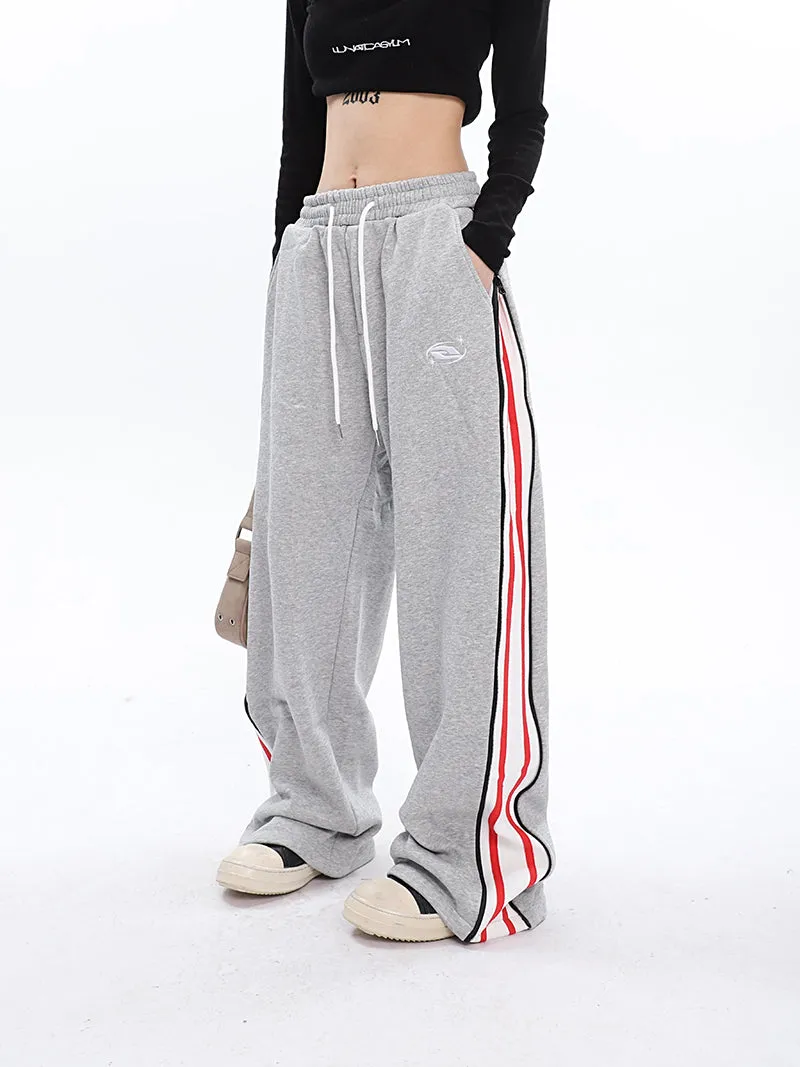 Aleah Zip Up Reveal Stripes Solid Color Long Straight Leg Sweatpants