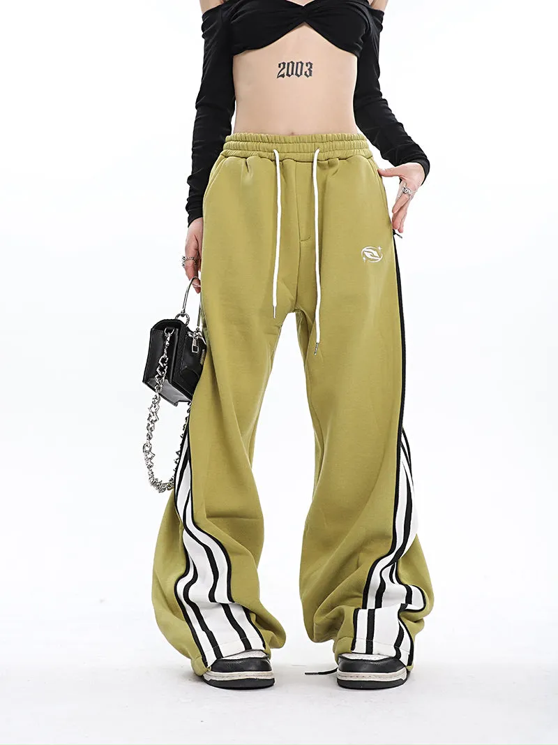 Aleah Zip Up Reveal Stripes Solid Color Long Straight Leg Sweatpants