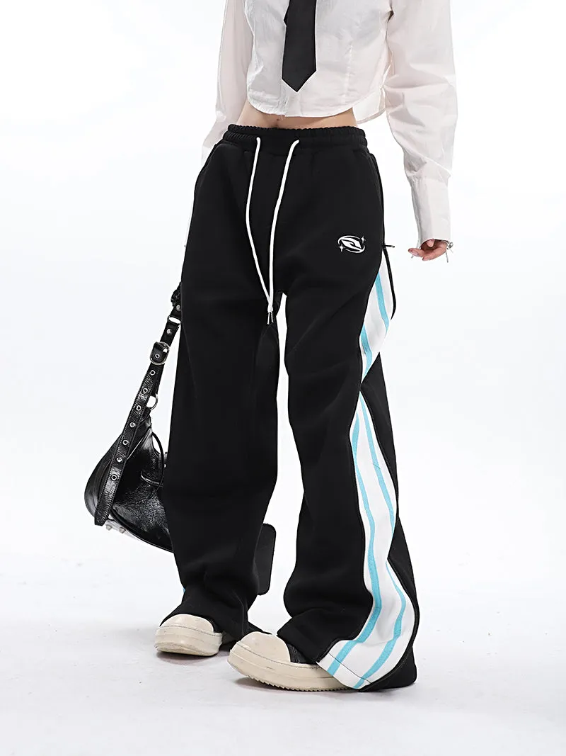 Aleah Zip Up Reveal Stripes Solid Color Long Straight Leg Sweatpants