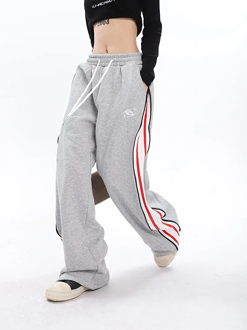 Aleah Zip Up Reveal Stripes Solid Color Long Straight Leg Sweatpants