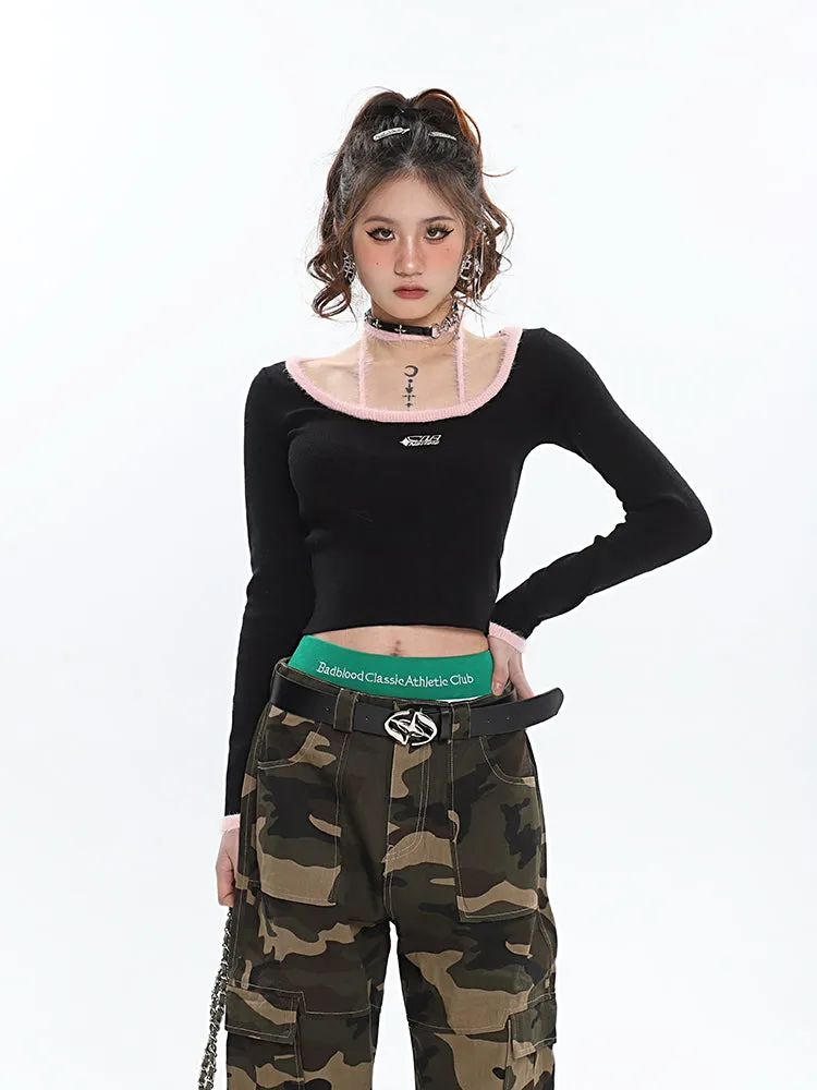 Alissa Army Green Camouflage Straight Leg High Waist Cargo Pants