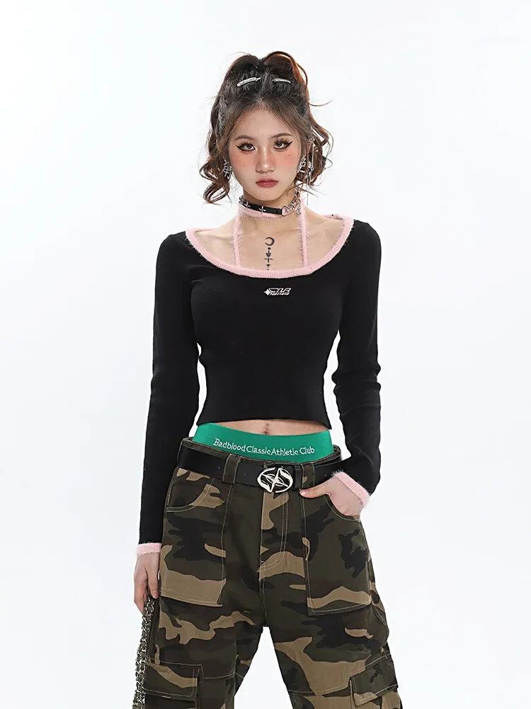 Alissa Army Green Camouflage Straight Leg High Waist Cargo Pants