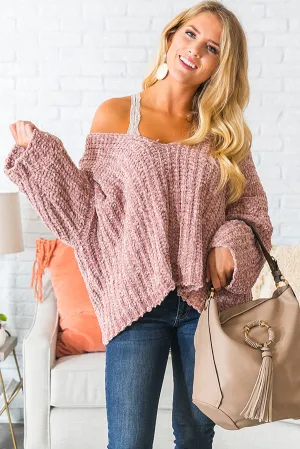 All The Goals Chenille Sweater in Blush