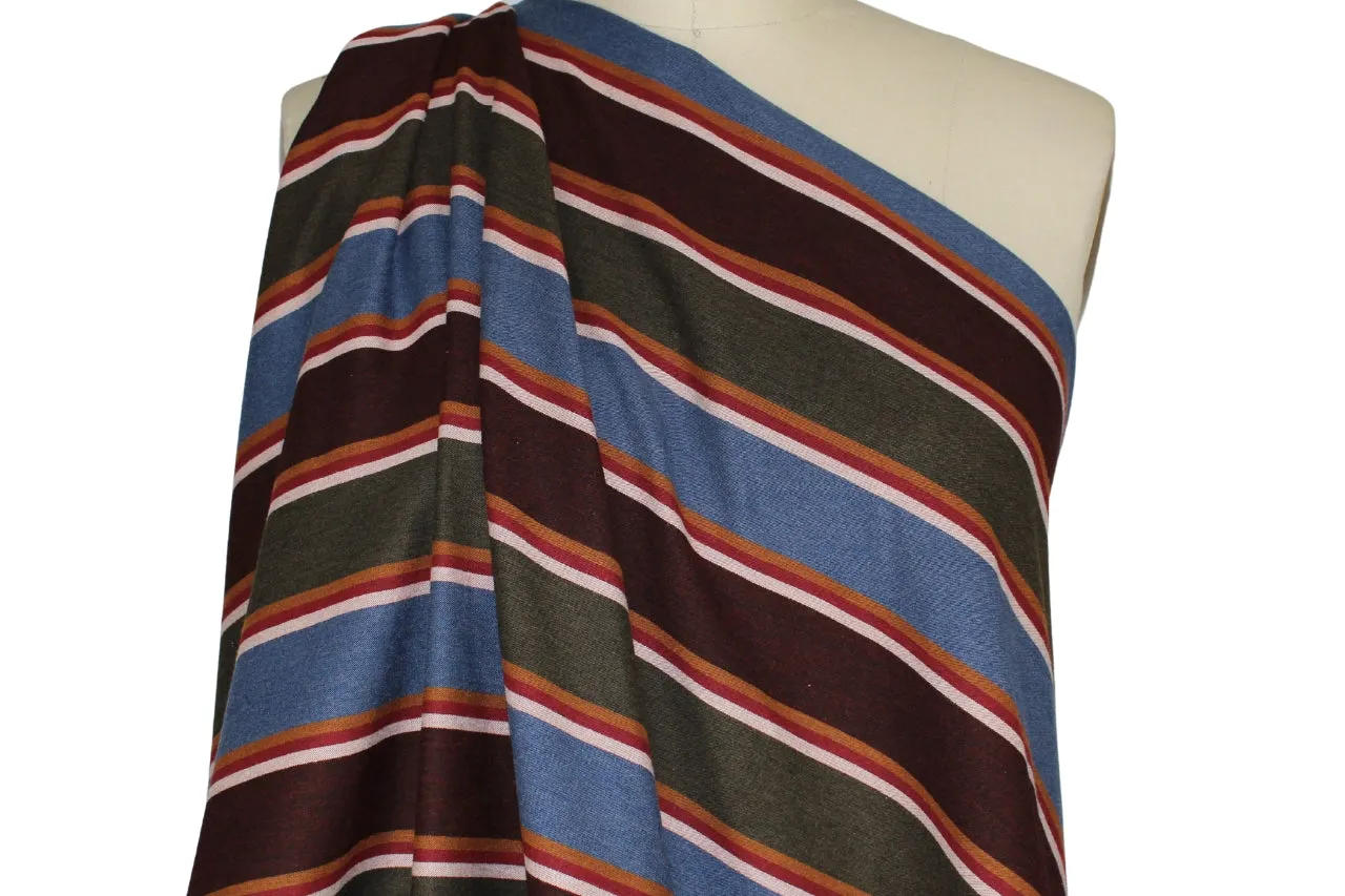 Avenue M0ntaigne Striped Stretch Bottom Weight - Blue/Olive/Rust/Mahogany