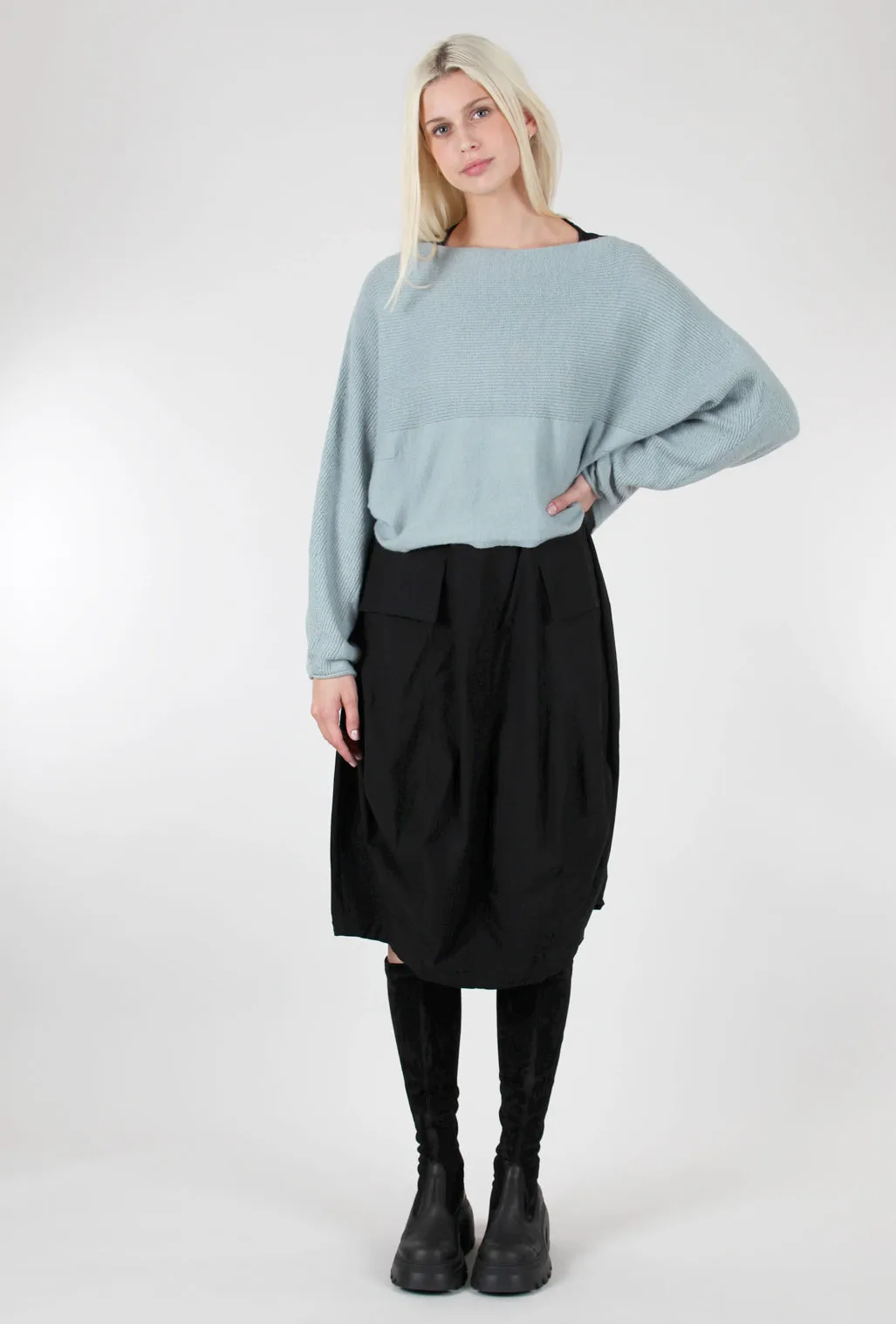 Batwing-Sleeve Crop Sweater, Balsam