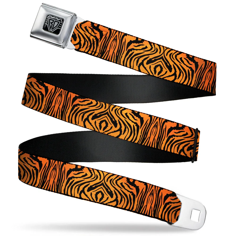 BD Wings Logo CLOSE-UP Black/Silver Seatbelt Belt - Tiger2 Orange/Black Webbing