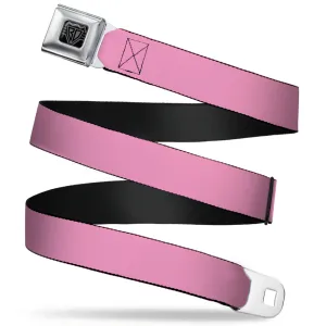 BD Wings Logo CLOSE-UP Full Color Black Silver Seatbelt Belt - Baby Pink Print Webbing