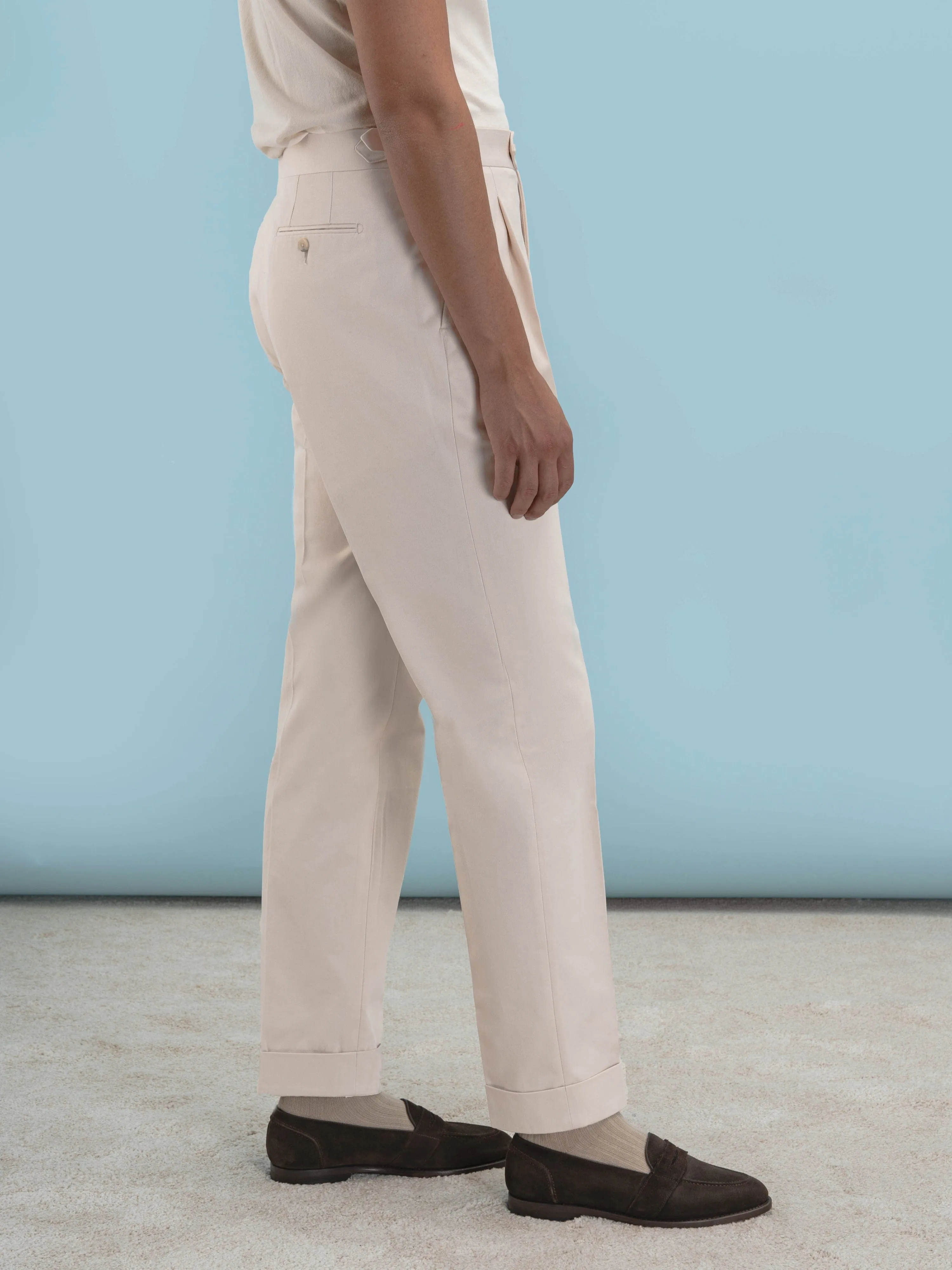 Beige Cotton Oscar Trousers