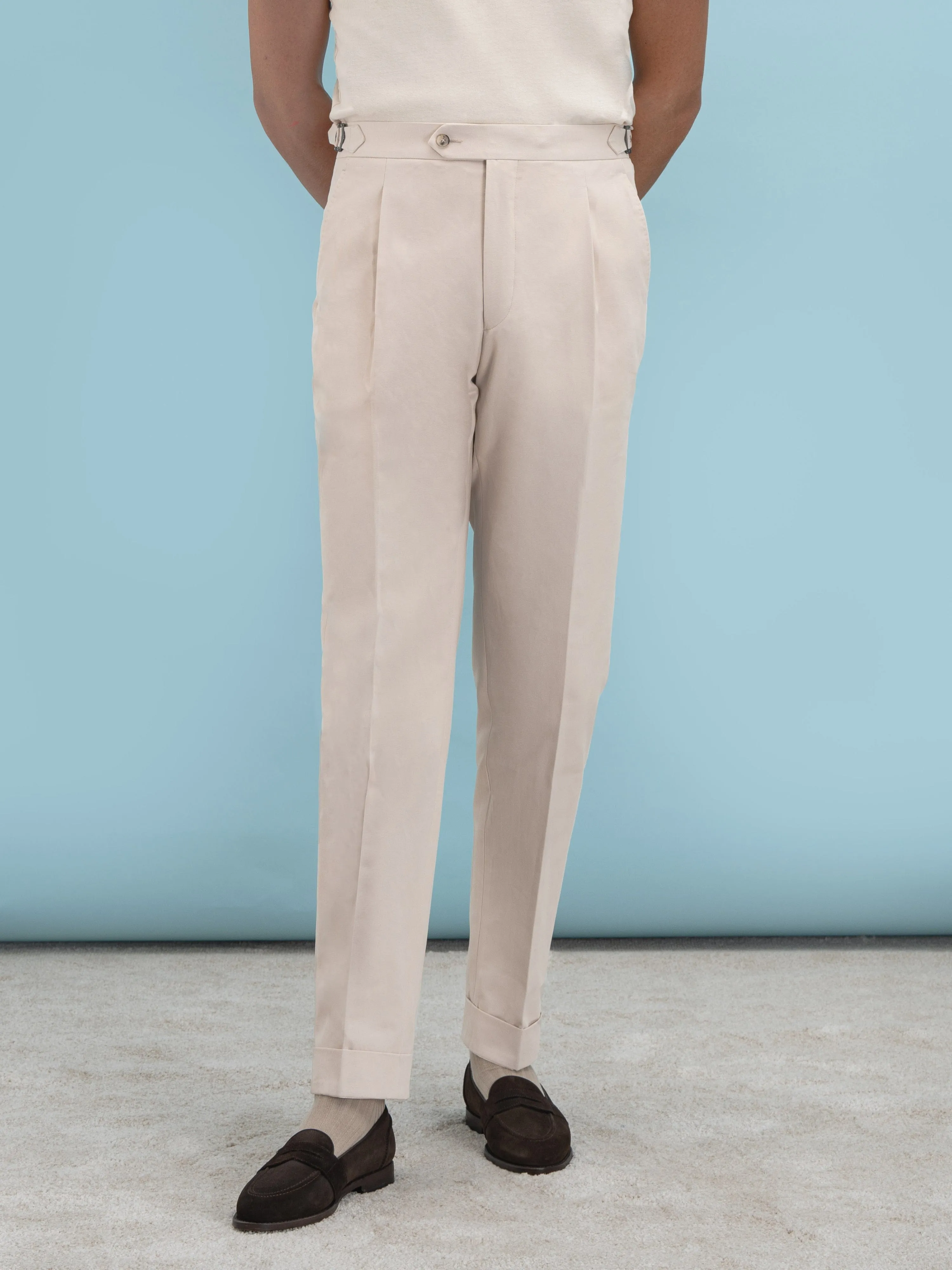 Beige Cotton Oscar Trousers