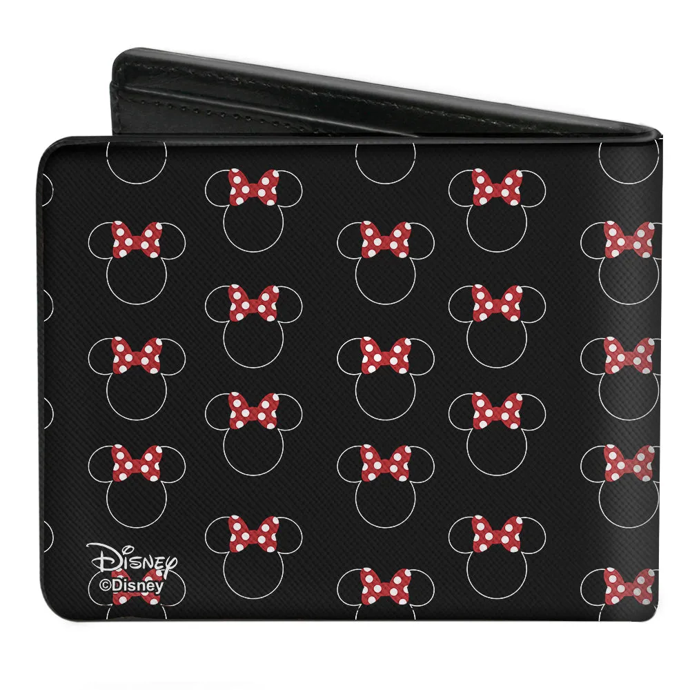 Bi-Fold Wallet - Minnie Mouse Icon Monogram MINNIE MOUSE Banner Black White Red by Buckle-Down