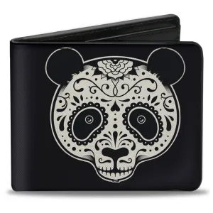 Bi-Fold Wallet - Panda Bear Sugar Skull Black White by Buckle-Down