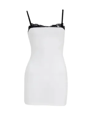 Black and White Contrast Lace Patch Dress