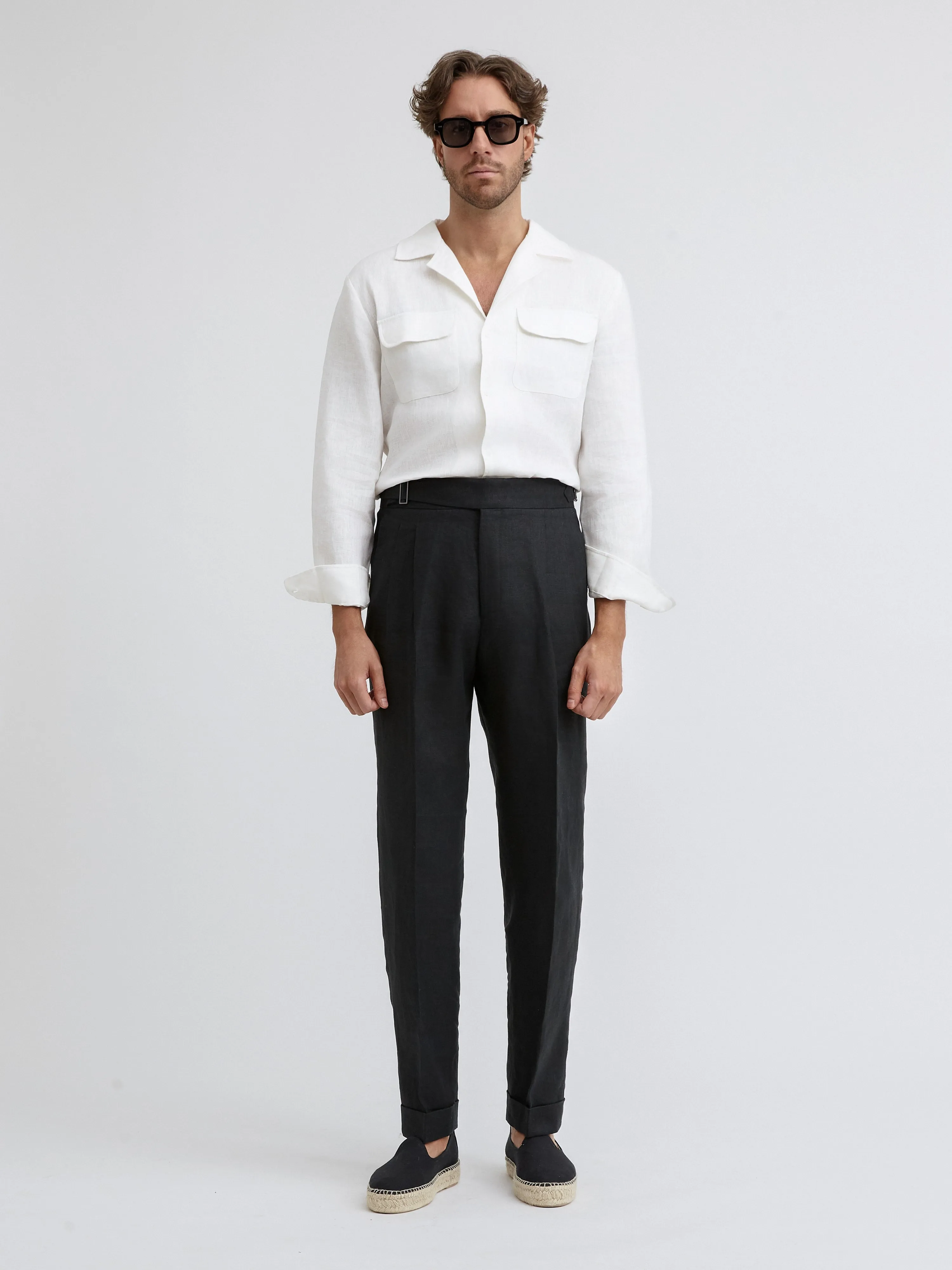 Black Linen Gurkha Trousers