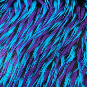 Black Turquoise Purple Three Spike Shaggy Faux Fur Fabric