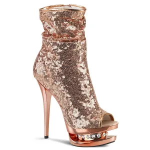 BLONDIE-R-1008 Rose Gold Sequin Platform Sexy Boot Clearance Sale