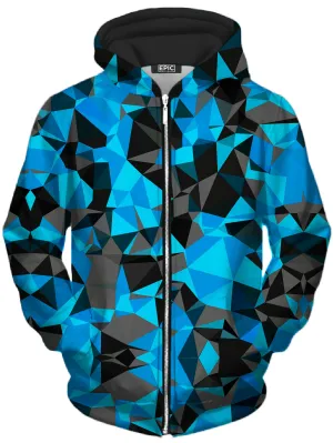 Blue and Black Geo Unisex Zip-Up Hoodie