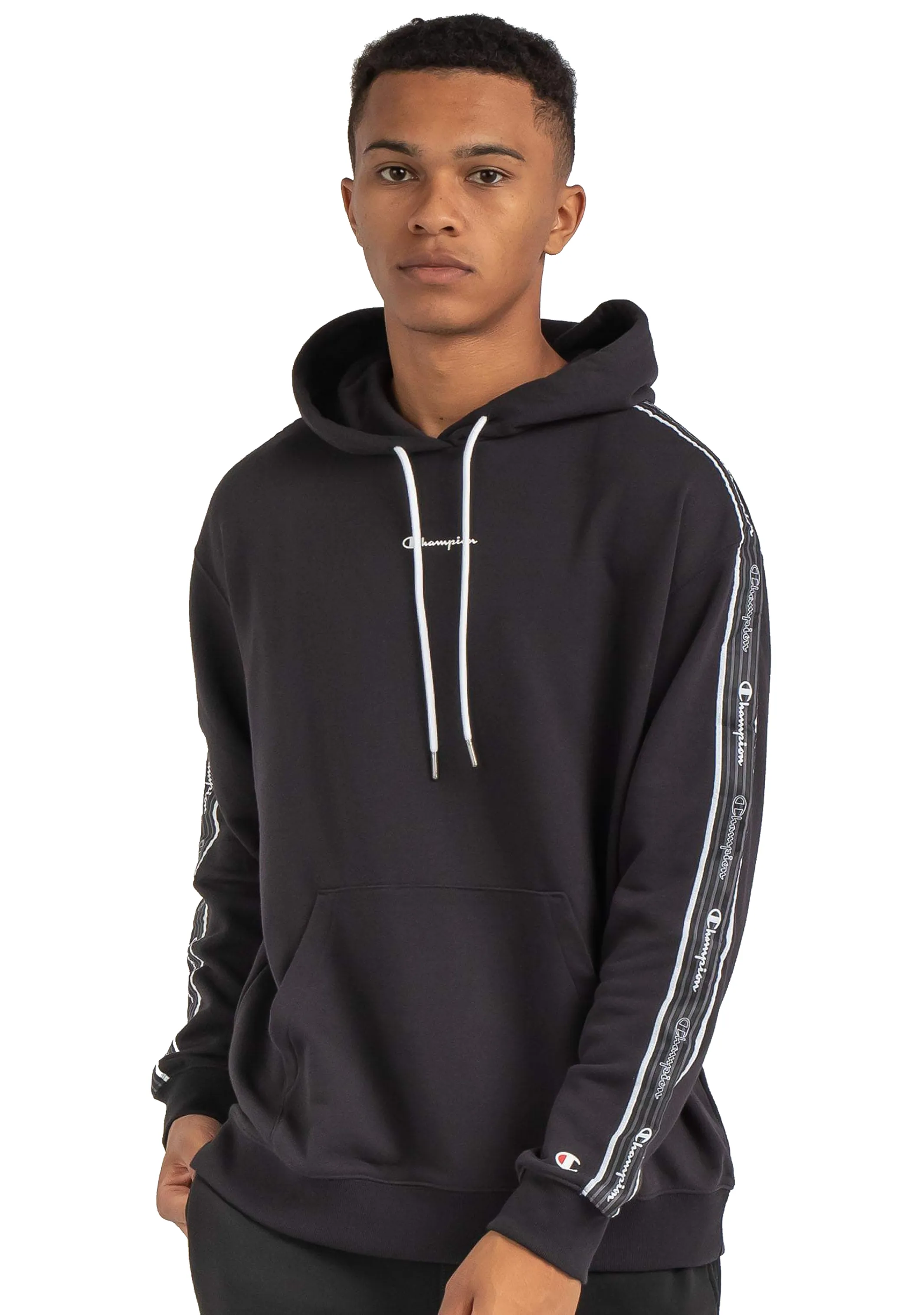 Champion Mens EU Taping Hoodie Black <br> AVWUA1 BLK