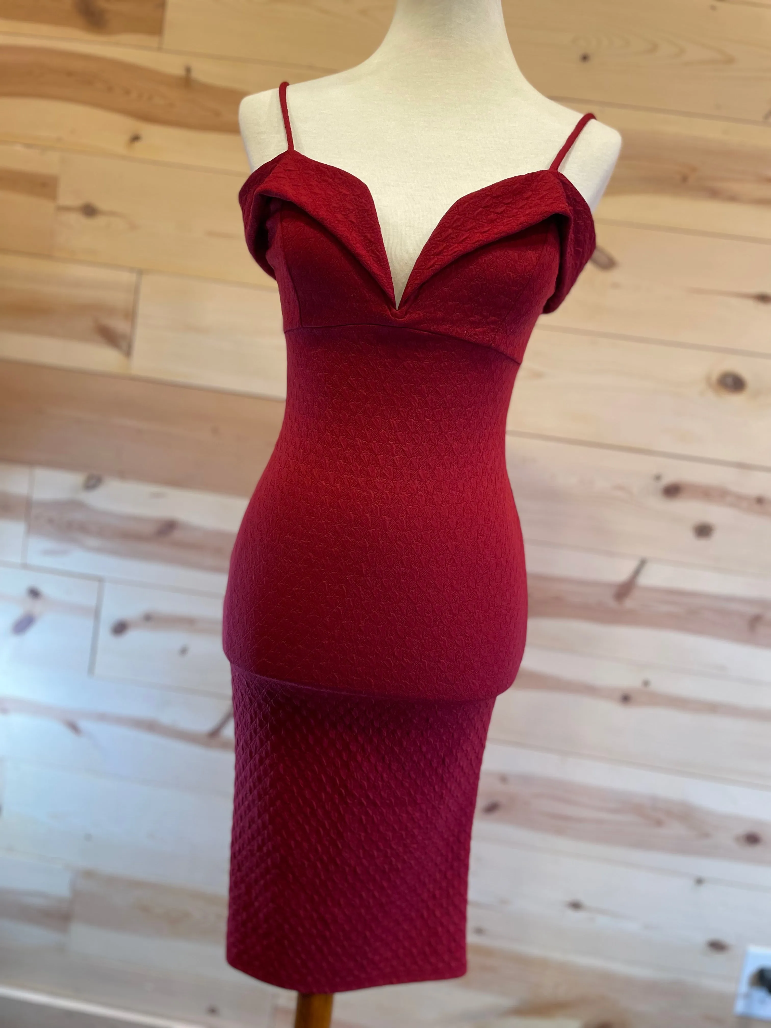 Charlotte Russe Strappy Red Stretch Short Dress Womens size Small Cocktail