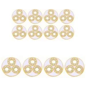 Circular Metal Buttons white Color with Diamond Accents(8 Small   4 Big)