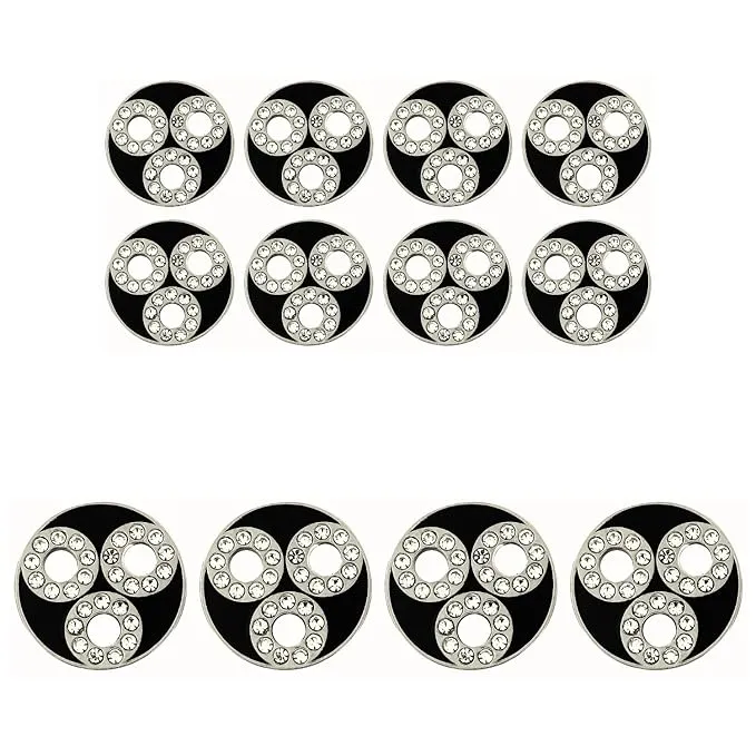 Circular Metal Buttons white Color with Diamond Accents(8 Small   4 Big)