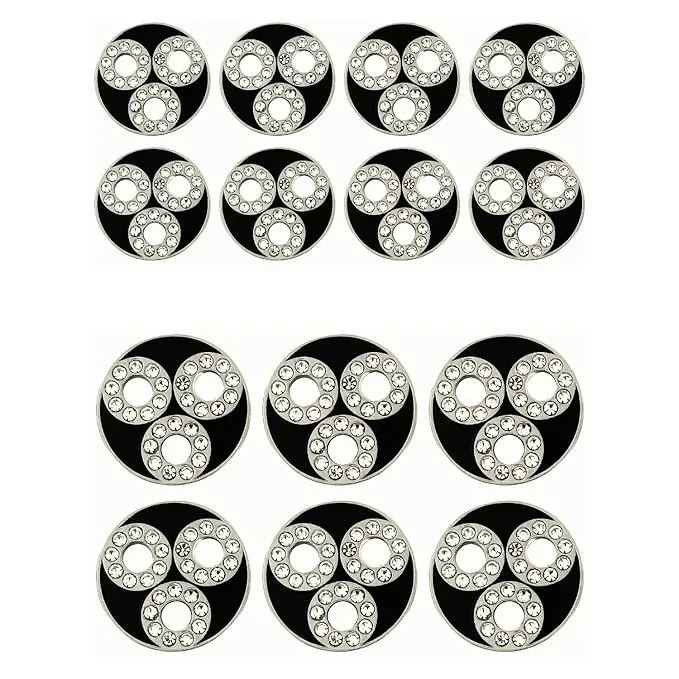 Circular Metal Buttons with Diamond Accents(8 Small   6 Big)