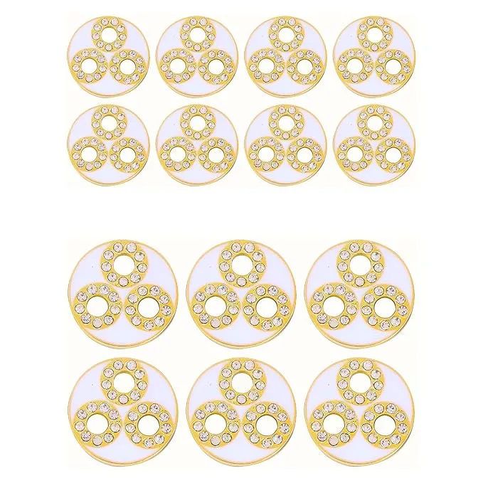 Circular Metal Buttons with Diamond Accents(8 Small   6 Big)