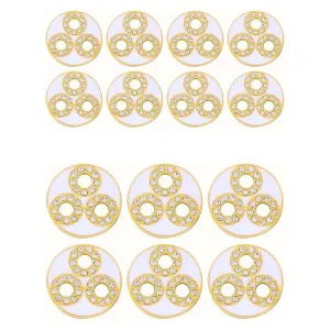 Circular Metal Buttons with Diamond Accents(8 Small   6 Big)