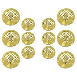 Circular Metal Buttons with Mesh Pattern (6 Big   6 Small)