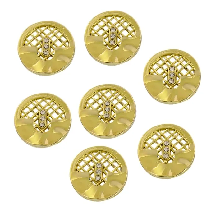 Circular Metal Buttons with Mesh Pattern (6 Big   6 Small)