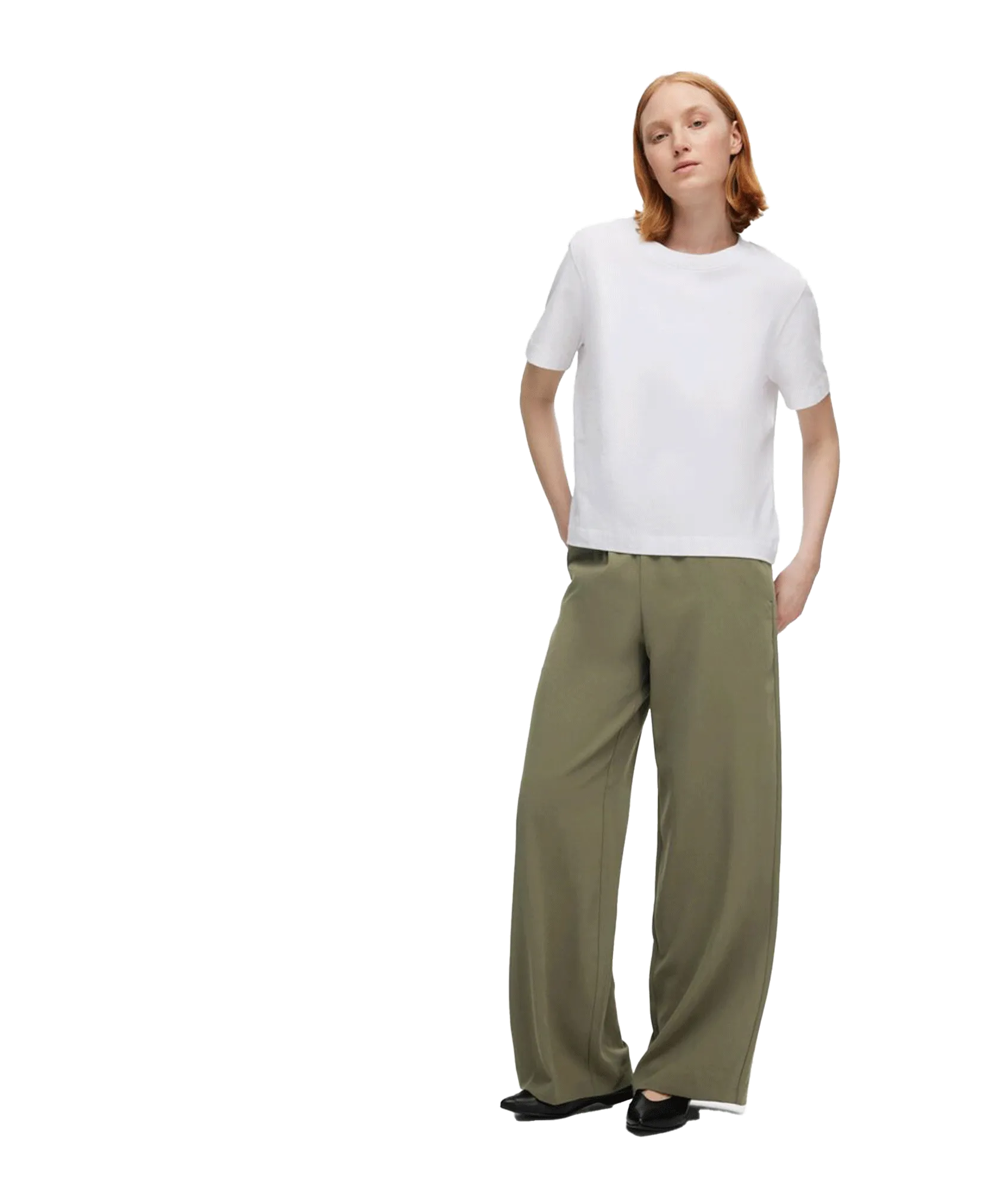 Classic Wide-leg Trousers - Green