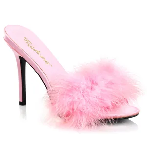 CLASSIQUE-01F Fabulious Shoes Pink Marabou Sexy Slipper